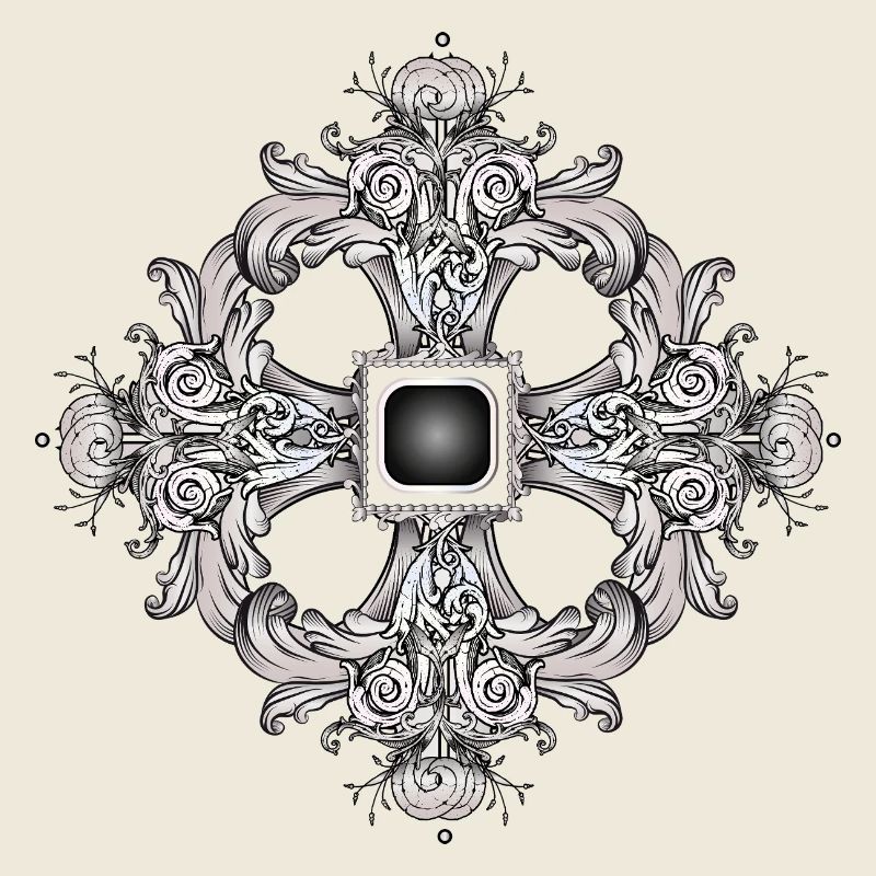 Ornement arabesque avec une touche baroque en gris