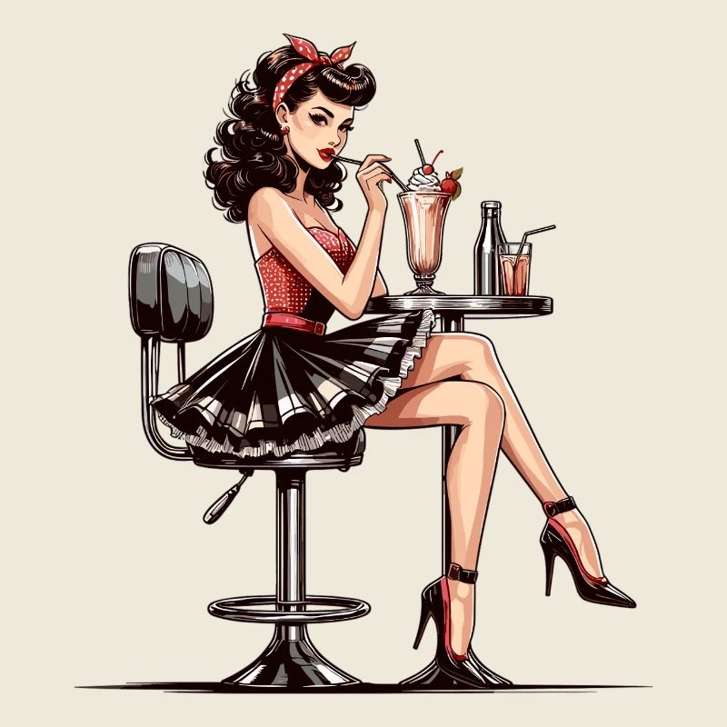 Milkshake Rockabilly Pin Up Jupon Cadeau