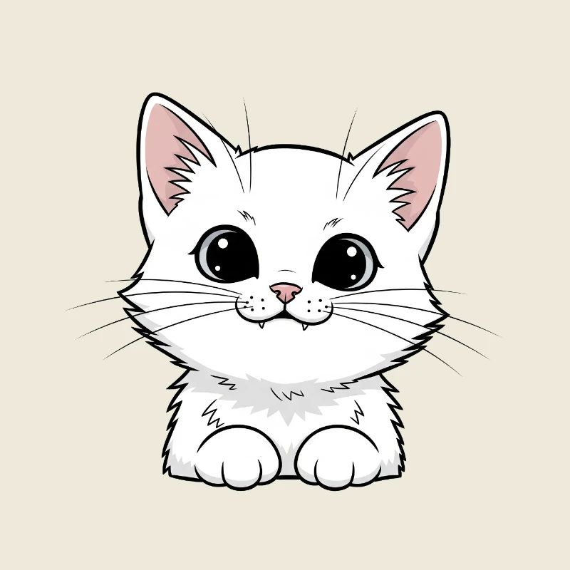 Cute White Kitten Design