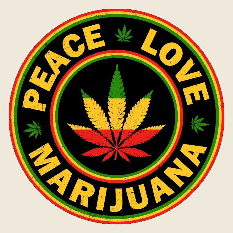 Peace Love Marijuana Rasta Badge