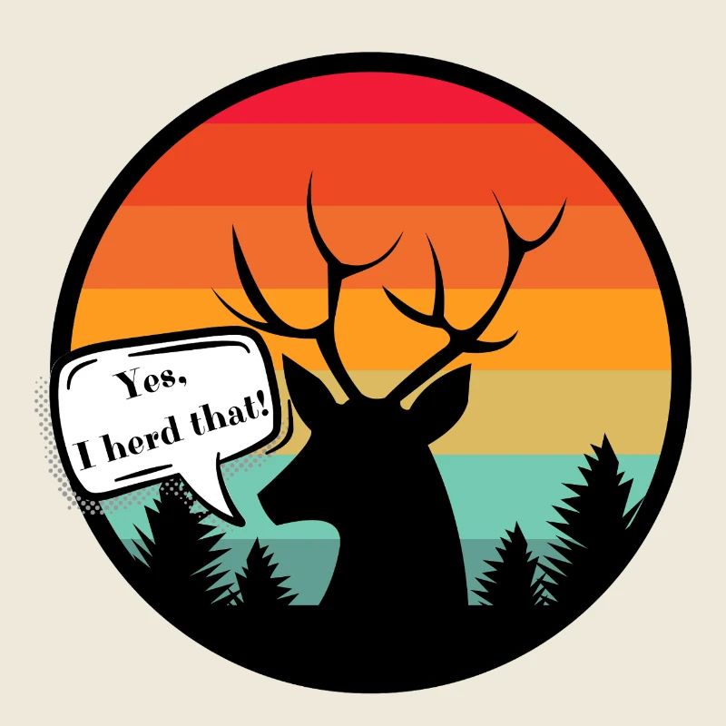 Deer with retro style sunset background