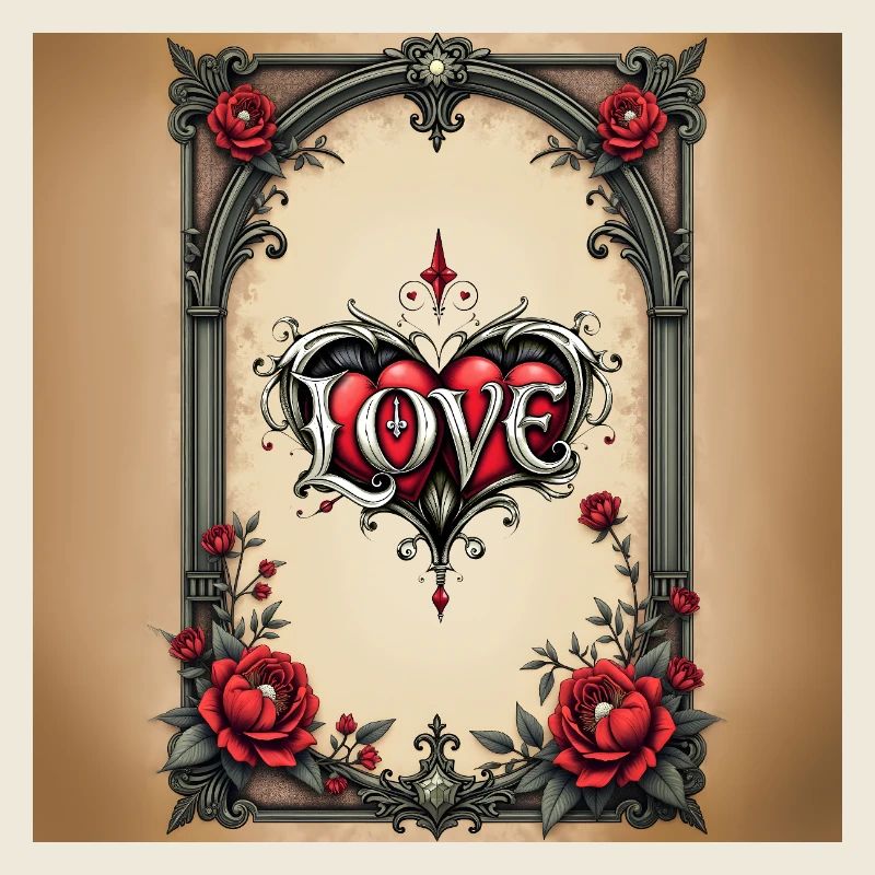 Love Body Art in Gothic Style