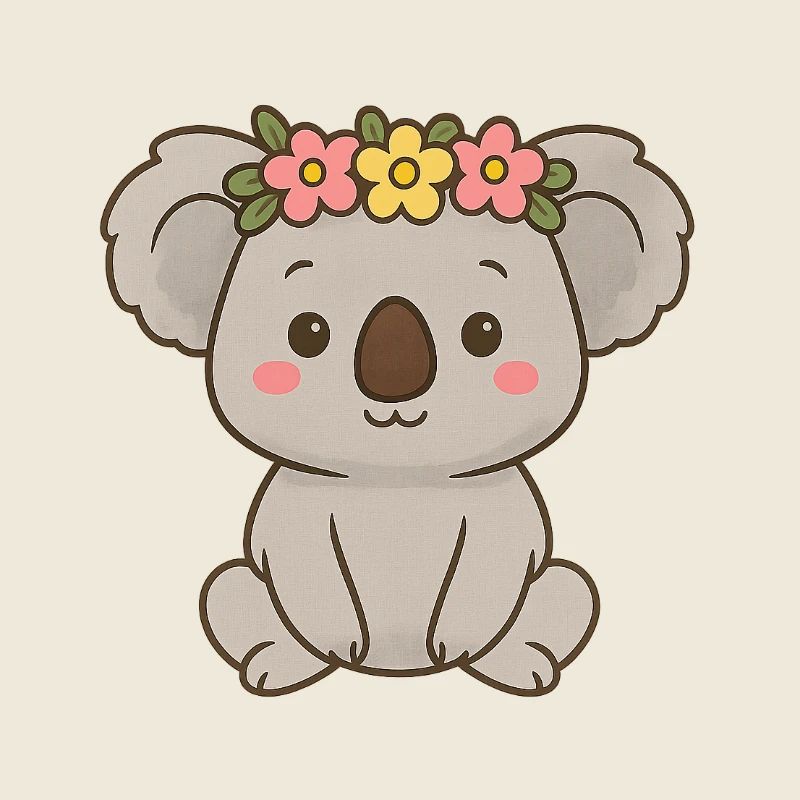Süßer Koala mit Blumenkranz