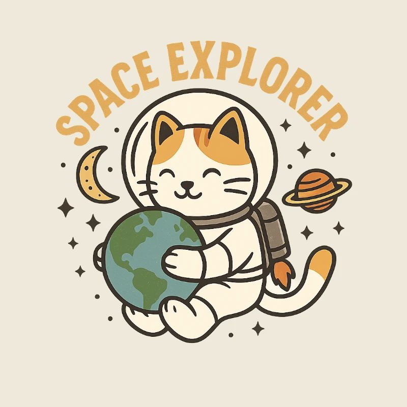 Explorateur de l’espace – Chat astronaute kawaii