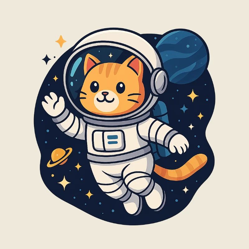 Space Cat Adventure – Chemise d’astronaute kawaii