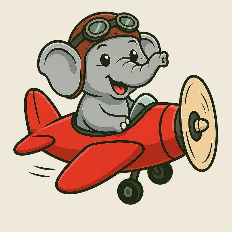 Mignon pilote d’éléphant dans l’avion