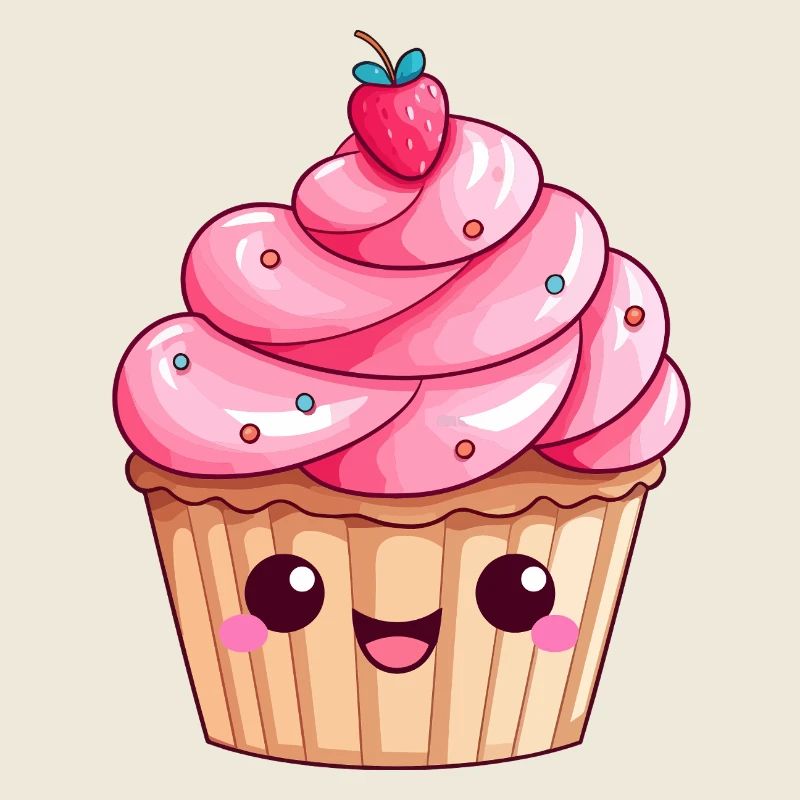 Süßes Erdbeer-Swirl-Cupcake-Design