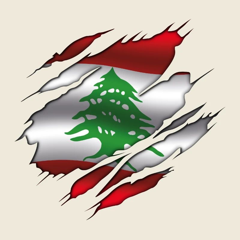 Flagge des Libanon - Zerrissene Flagge