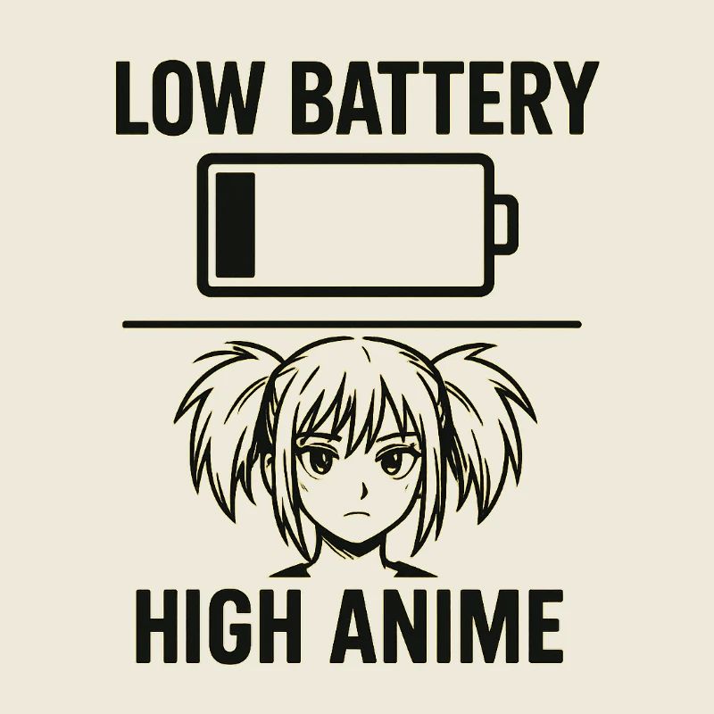 Fille d’anime avec avertissement de batterie