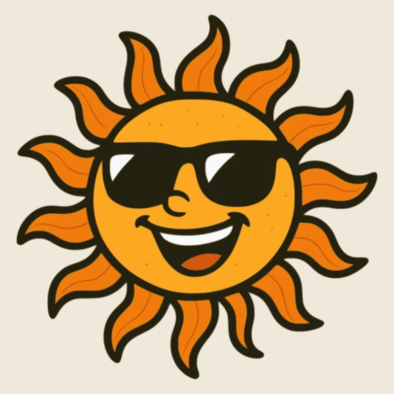 Soleil avec lunettes de soleil noires