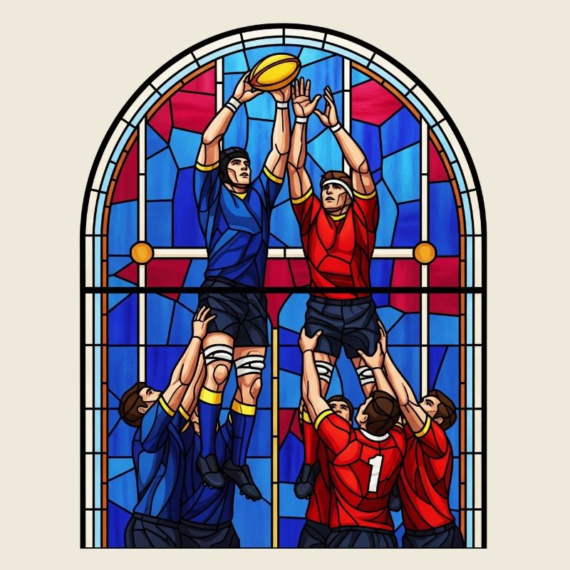Buntglas-Rugby-Aufstellung