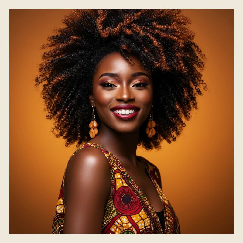 Fröhliche bunte Afro-Frau
