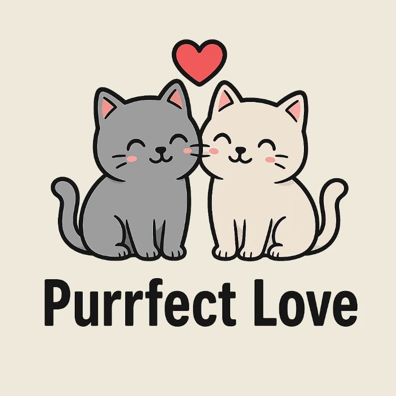 Cute Cat Couple with Heart