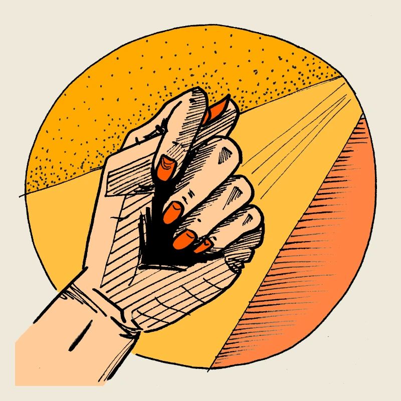 Kraftvolle Handbewegung im Retro Design