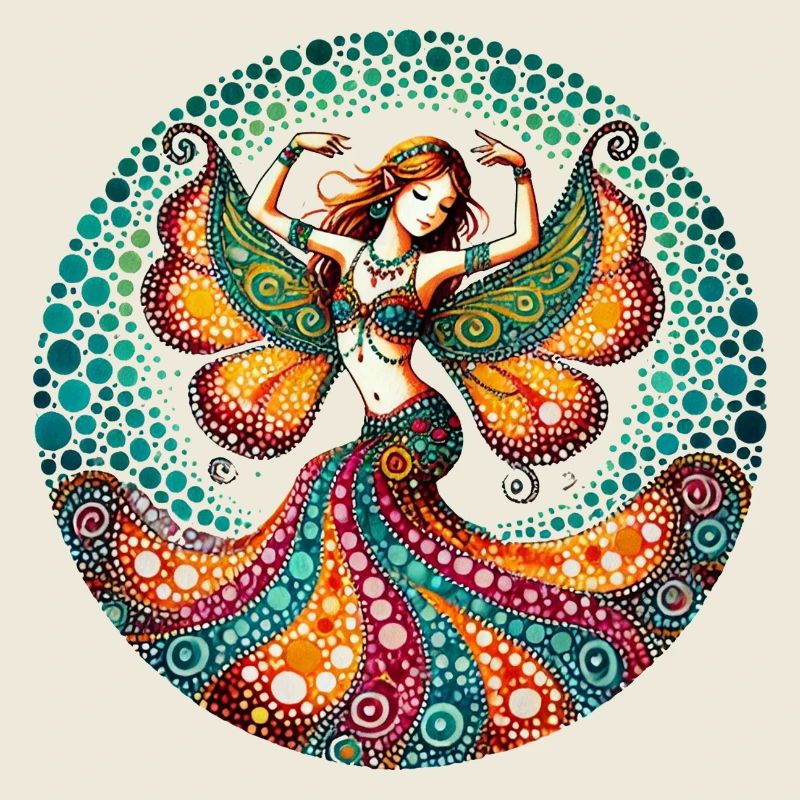 Vibrant Butterfly Belly Dancer