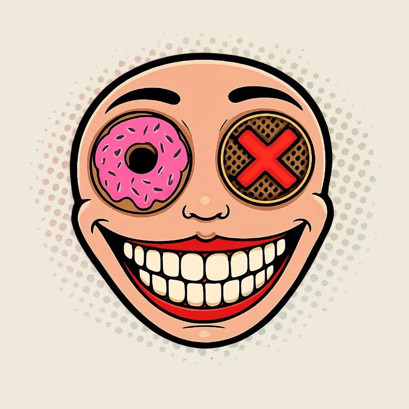Smiling mascot with Donut and Kake