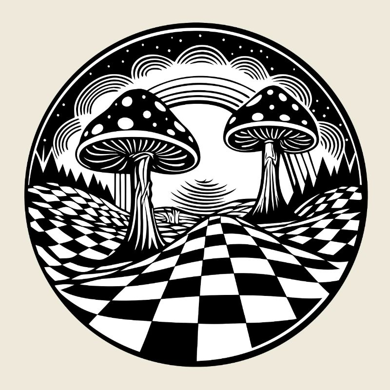 Psychedelische Pilz-Landschaftsgestaltung