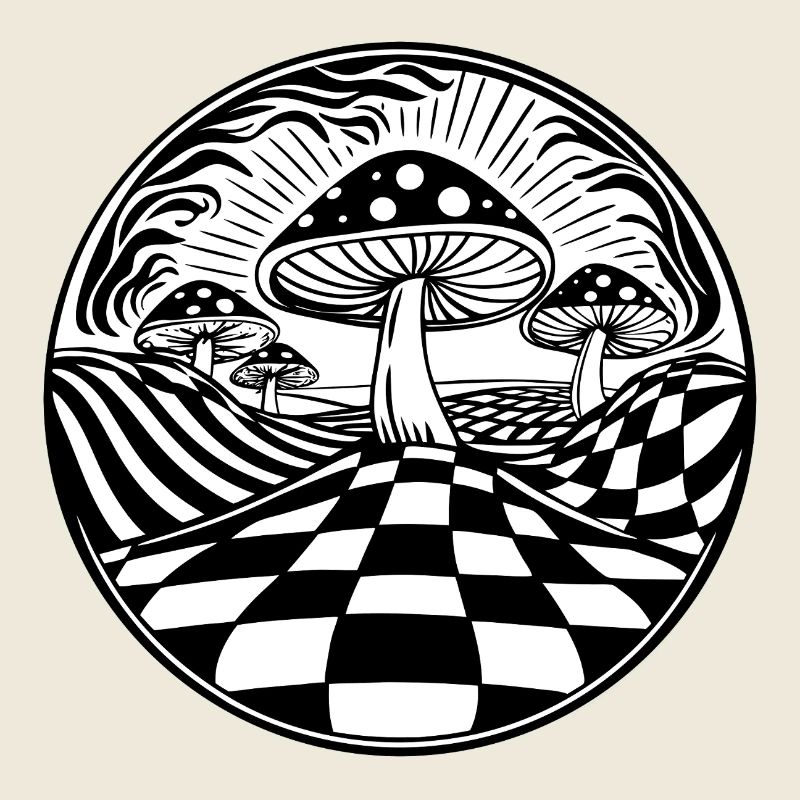 Scène De Champignons Psychédéliques Trippante
