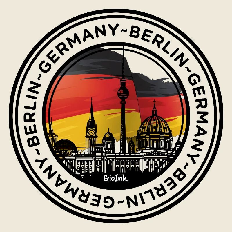 Berliner Skyline mit deutschen Flaggenfarben