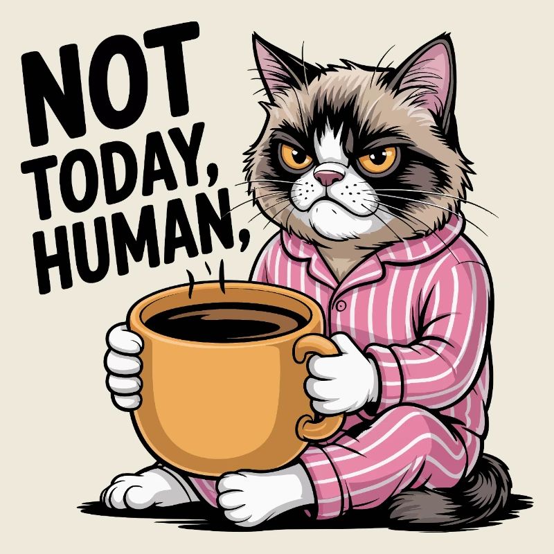 Pas aujourd’hui Café de chat en colère humain