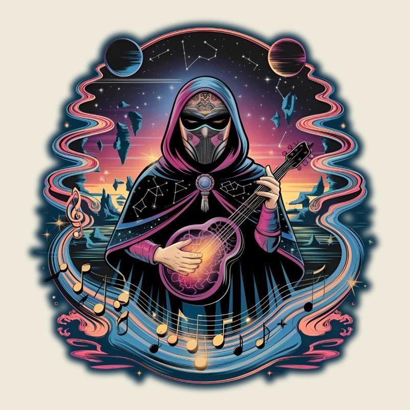 Illustration de musicien astronaute mystique