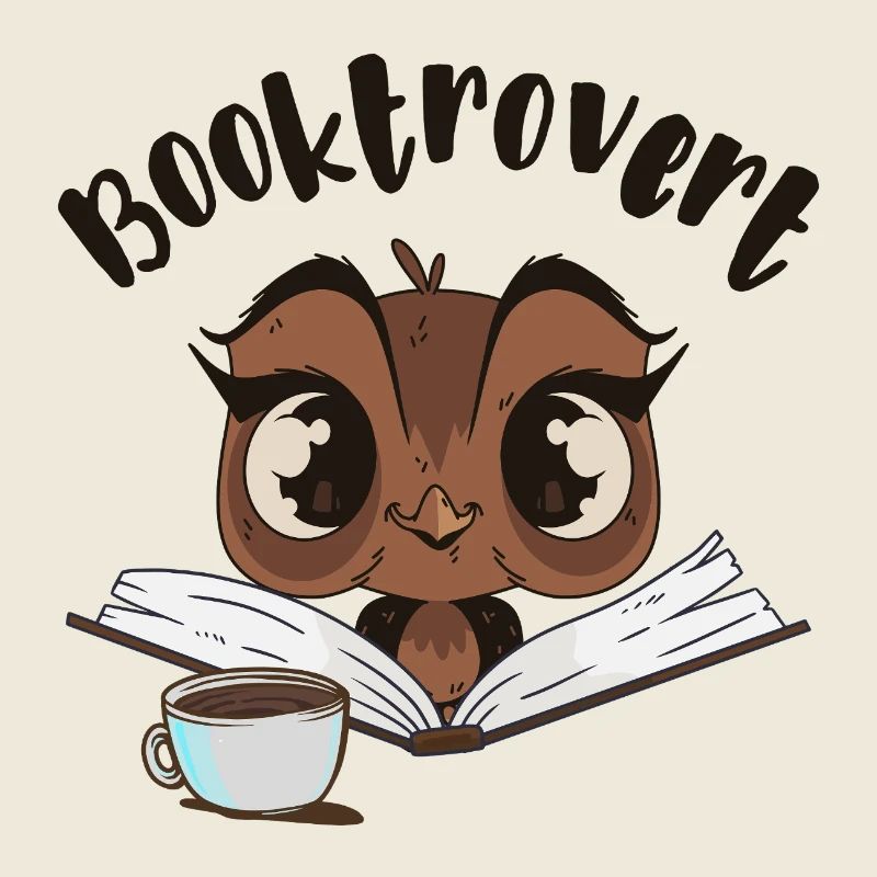 Booktrovert Owl with Book and Coffee