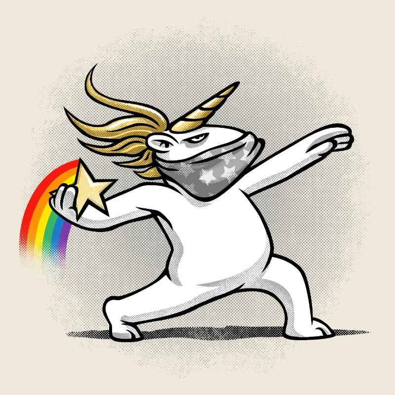 Einhorn wirft einen Regenbogen