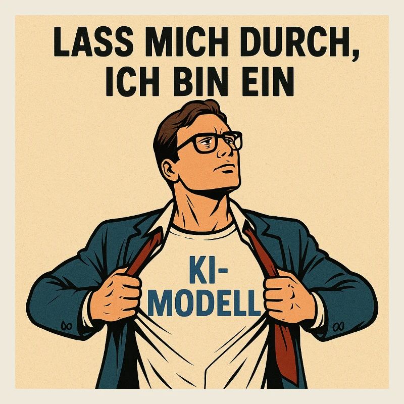 Humorvoller KI-Modell Heldenkleidung