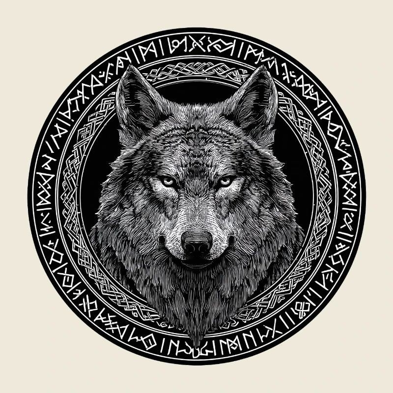 Nordic Wolf Viking Runes