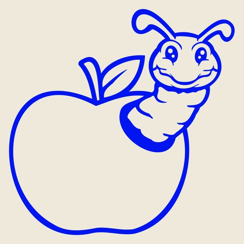 Raupe Apfel Obst guckt aus Loch lächelt süß Wurm