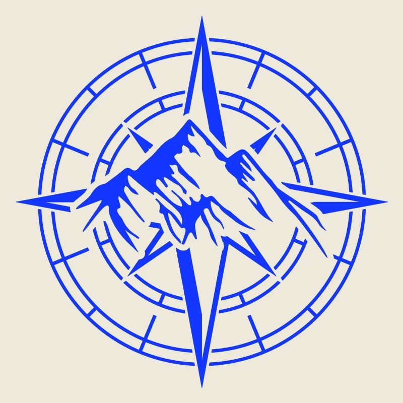 Adventurous Compass and Mountain Motif