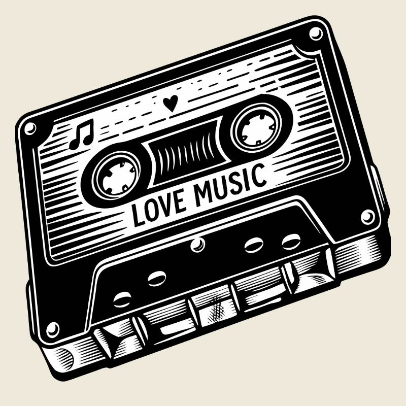 Cassette avec lettrage Love Music