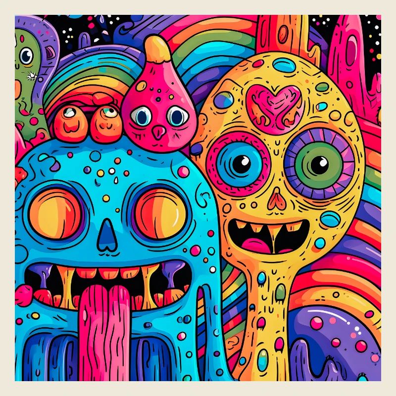 Bunte psychedelische Fantasiewesen