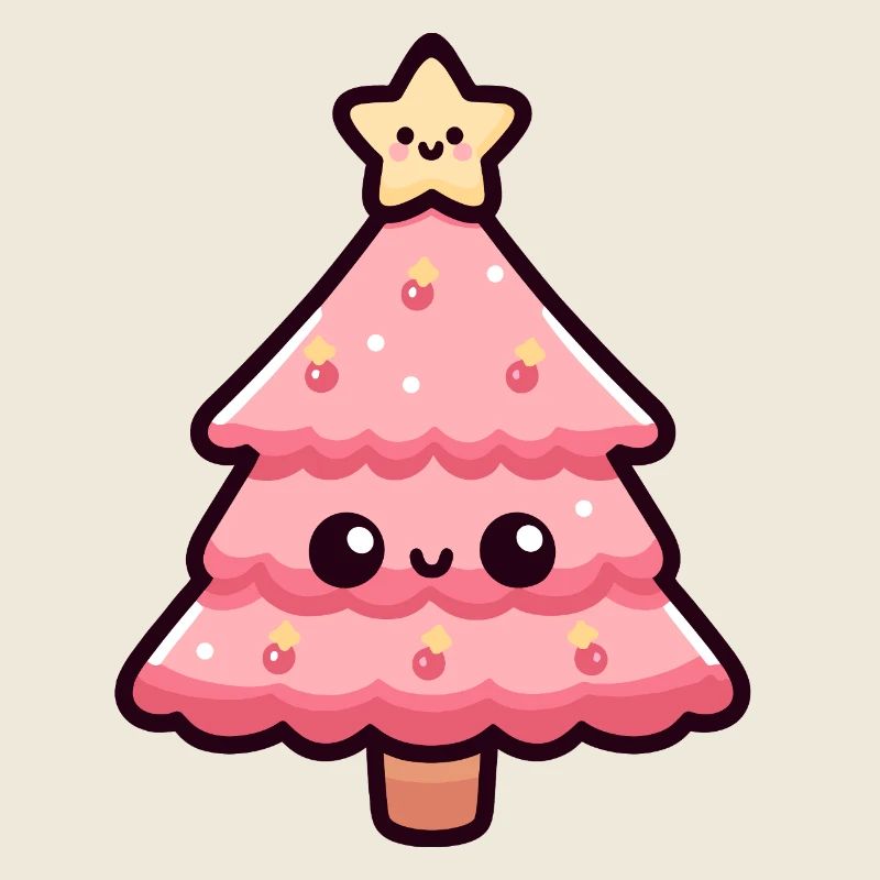 Illustration de sapin de Noël kawaii