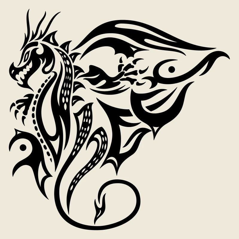 Motif de dragon tribal latéral avec des ailes