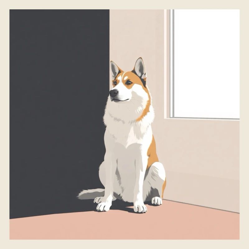 Husky illustration in Scandinavian style