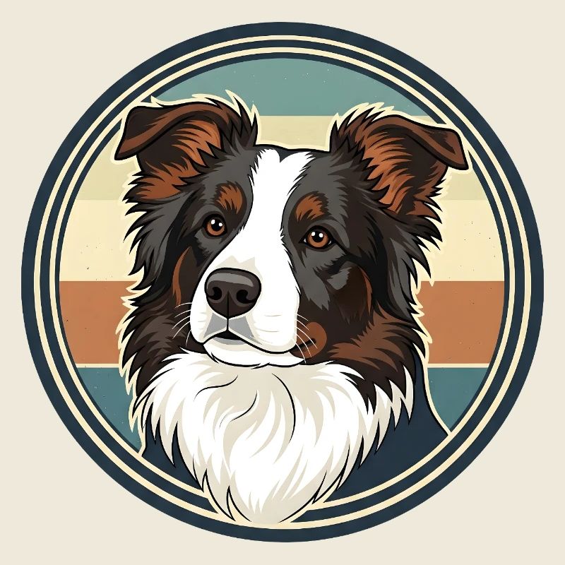 Border Collie Retro Emblem Design