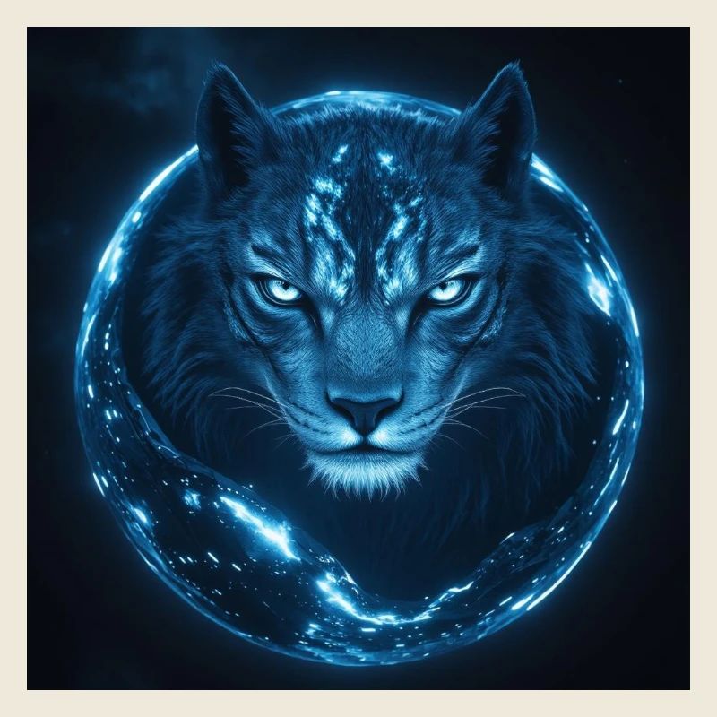 Tigre luminescent et cosmos nocturne