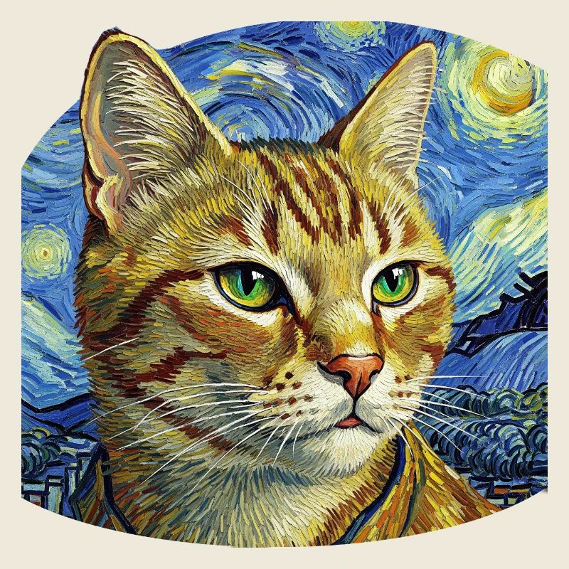 Lustige Katze im Sternennacht-Design