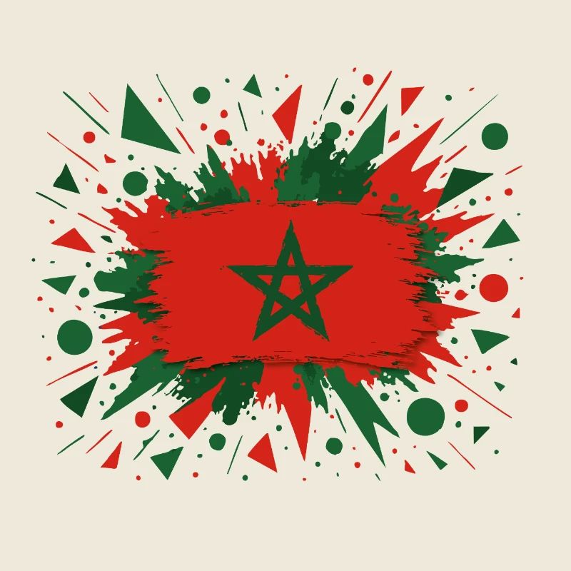 Drapeau marocain en style pinceau