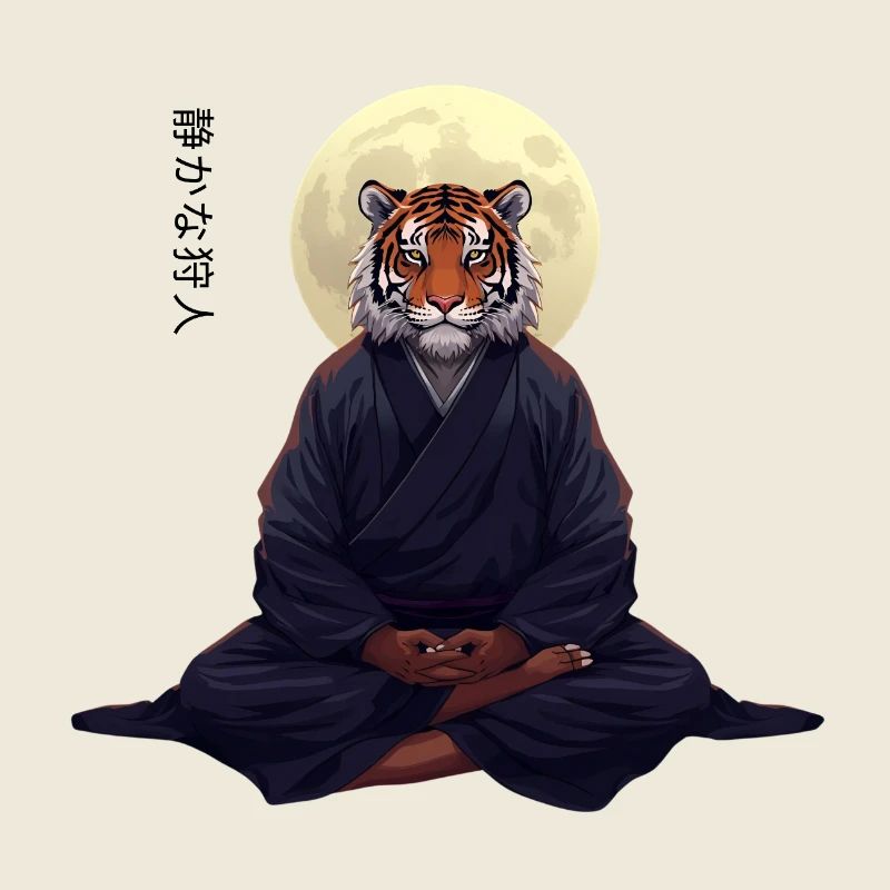 Tiger Monk – Sumi-e Zen Kunst Strength Within