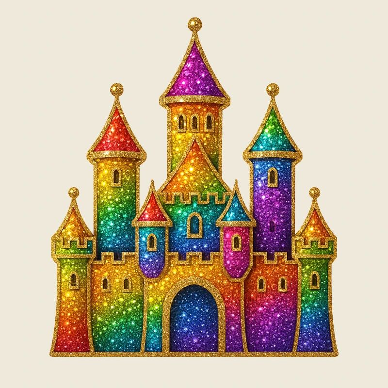 Regenbogen-Glitzer-Schloss-Design