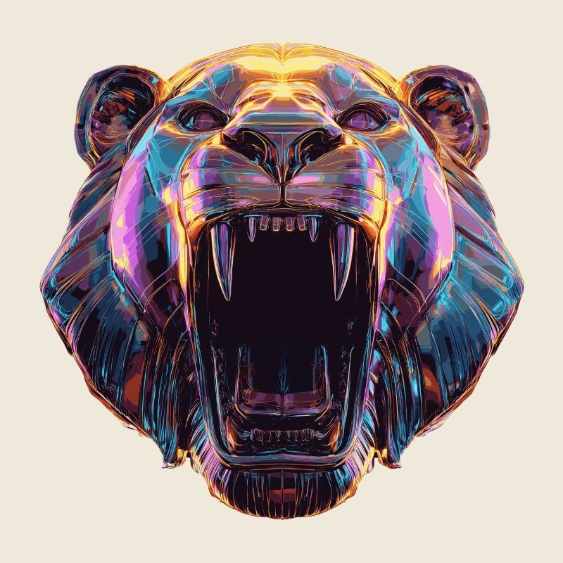 Neon tête de lion Art Design