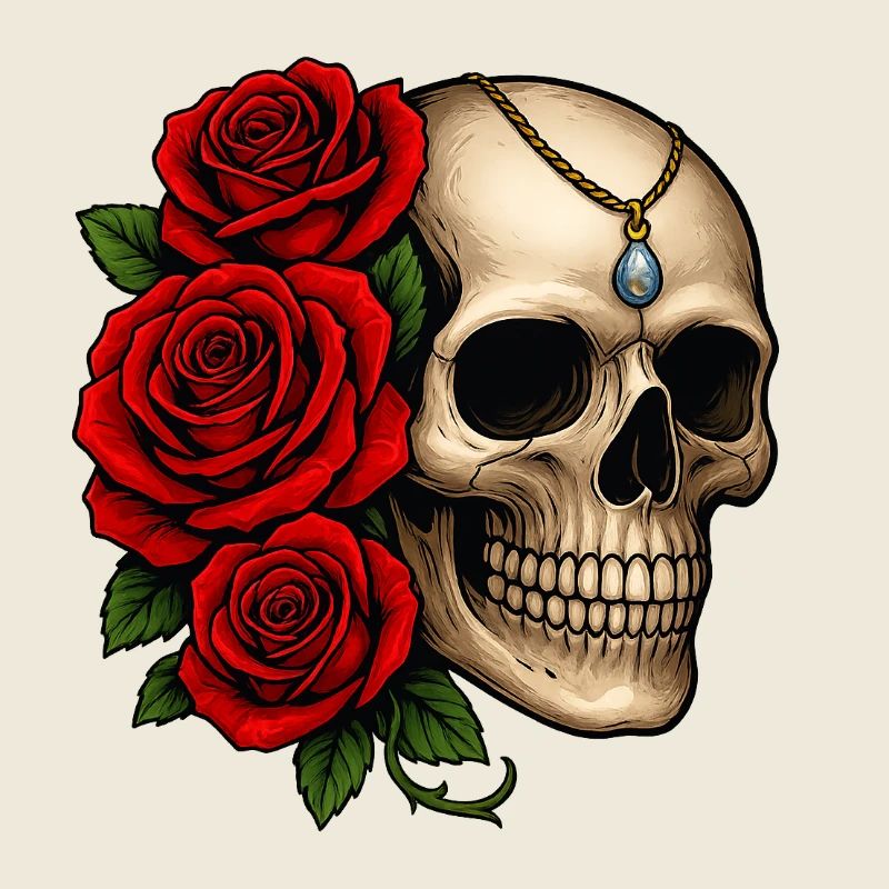Rosen & Totenschädel Tattoo Design