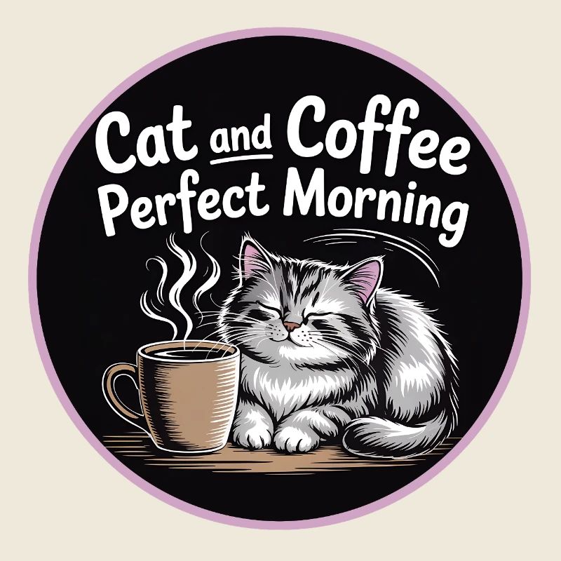 Cat love and coffee enjoyment