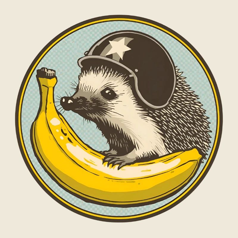 Hérisson avec motif casque et banane