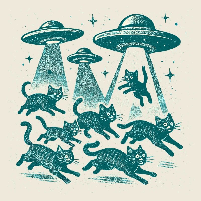 Alien Ufos Ufo Katze Katzen beamen retro Geschenk
