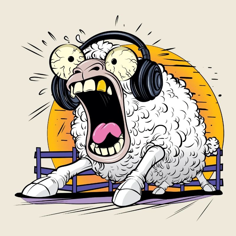 Moutons qui pleurent avec des écouteurs