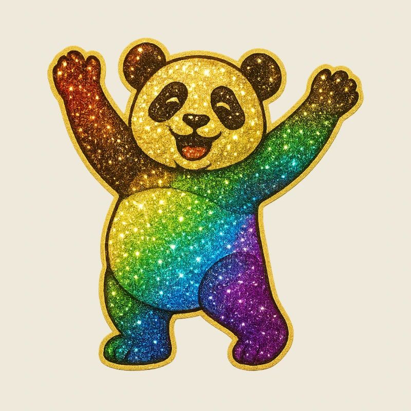 Panda arc-en-ciel scintillant