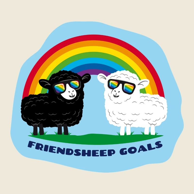 Freundschafts-Schafe mit Regenbogen